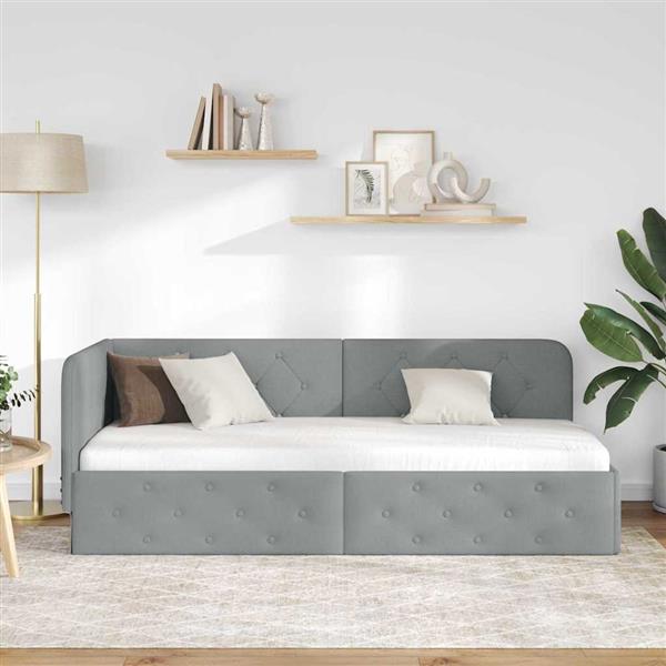 Grote foto vidaxl hoekbedframe lichtgrijs 80 x 200 cm stof antiek en kunst stoelen en banken