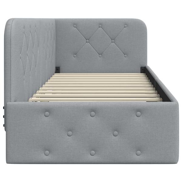 Grote foto vidaxl hoekbedframe lichtgrijs 80 x 200 cm stof antiek en kunst stoelen en banken