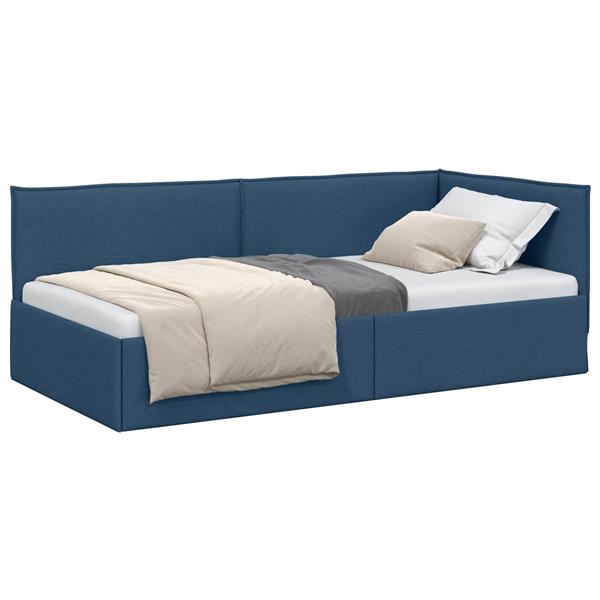 Grote foto vidaxl hoekbedframe met hoofdeinde blauw 100 x 200 cm stof antiek en kunst stoelen en banken