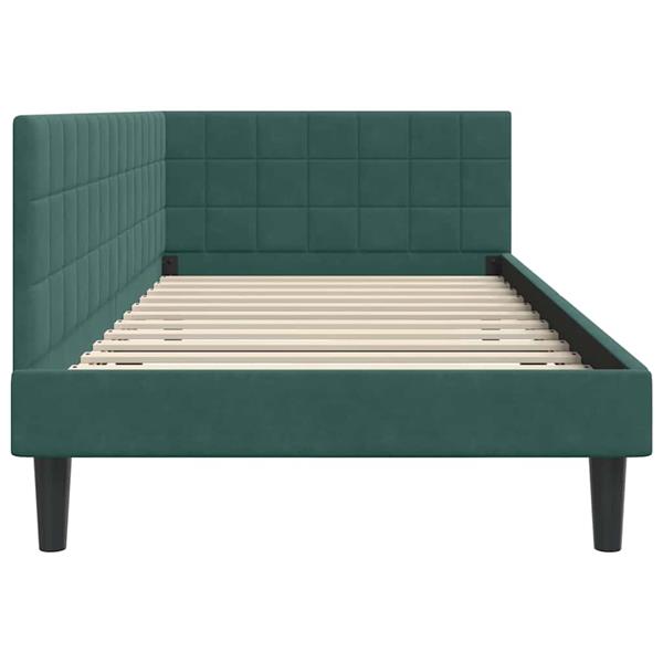 Grote foto vidaxl hoekbedframe met hoofdeinde donkergroen 100 cm x 200 cm fluweel antiek en kunst stoelen en banken