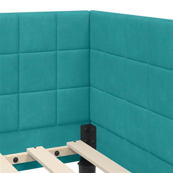 Grote foto vidaxl hoekbedframe met hoofdeinde turquoise 90 cm x 200 cm fluweel antiek en kunst stoelen en banken