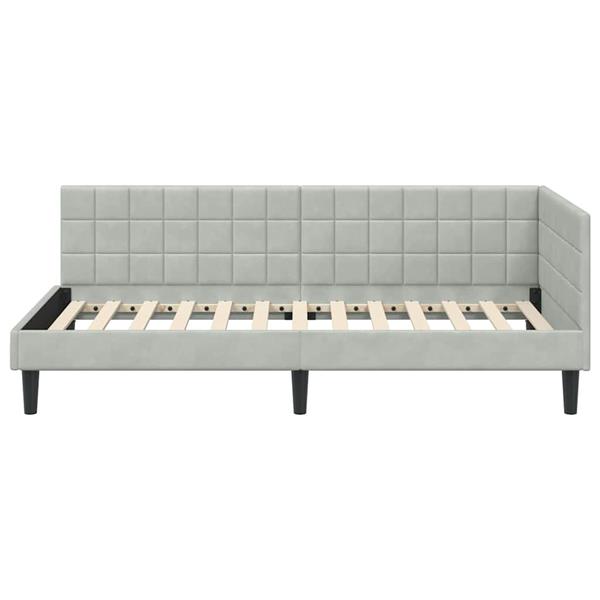 Grote foto vidaxl hoekbedframe met hoofdeinde lichtgrijs 90 cm x 200 cm fluweel antiek en kunst stoelen en banken