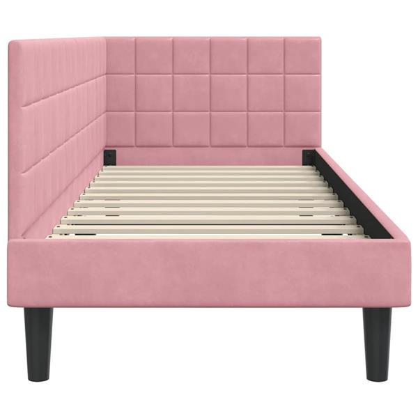 Grote foto vidaxl hoekbedframe met hoofdeinde roze 80 cm x 200 cm fluweel antiek en kunst stoelen en banken