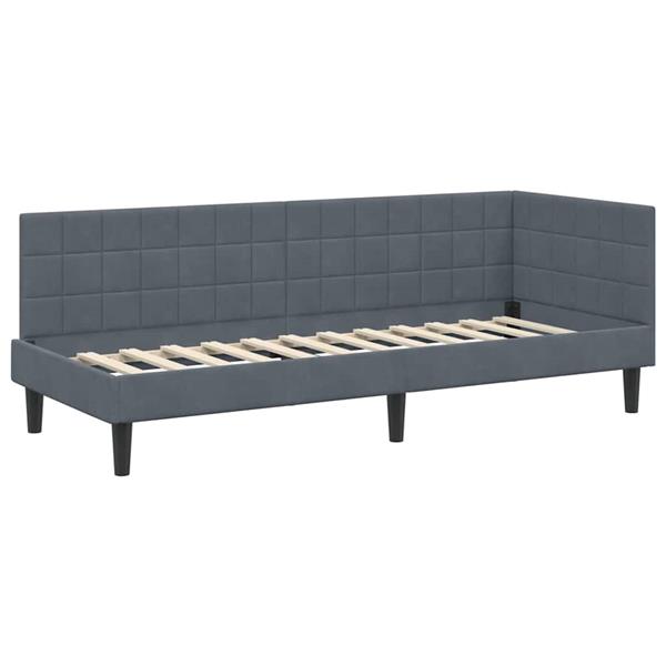 Grote foto vidaxl hoekbedframe met hoofdeinde donkergrijs 80 cm x 200 cm fluweel antiek en kunst stoelen en banken