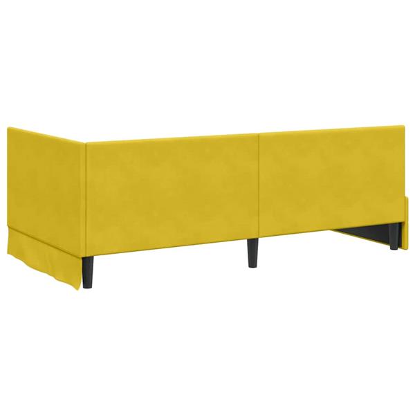 Grote foto vidaxl hoekbedframe met hoofdeinde geel 100 cm x 200 cm fluweel antiek en kunst stoelen en banken