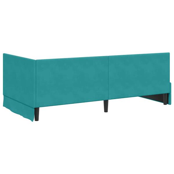 Grote foto vidaxl hoekbedframe met hoofdeinde turquoise 90 cm x 190 cm fluweel antiek en kunst stoelen en banken