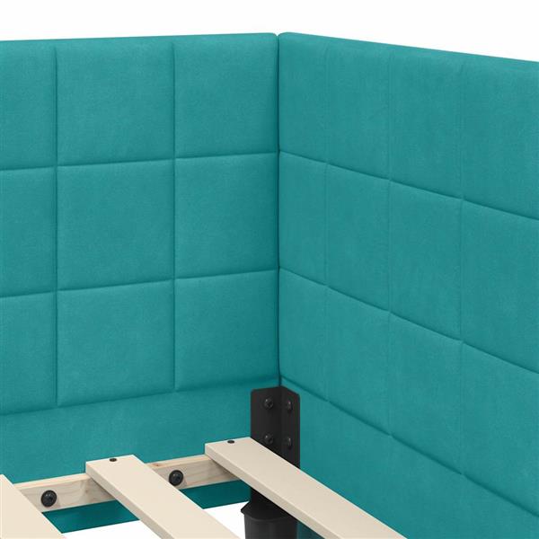 Grote foto vidaxl hoekbedframe met hoofdeinde turquoise 90 cm x 190 cm fluweel antiek en kunst stoelen en banken