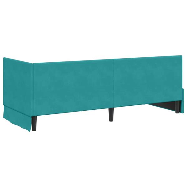 Grote foto vidaxl hoekbedframe met hoofdeinde turquoise 80 cm x 200 cm fluweel antiek en kunst stoelen en banken
