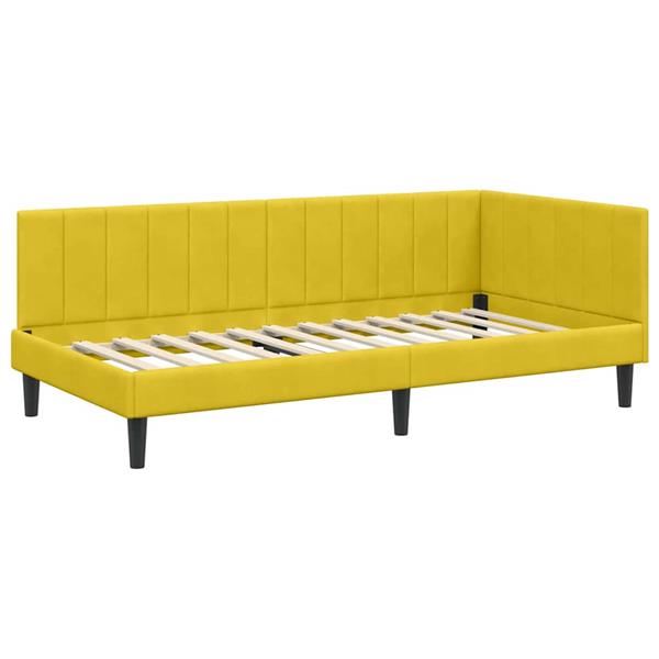 Grote foto vidaxl hoekbedframe met hoofdeinde geel 100 cm x 200 cm fluweel antiek en kunst stoelen en banken