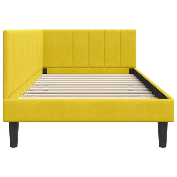 Grote foto vidaxl hoekbedframe met hoofdeinde geel 100 cm x 200 cm fluweel antiek en kunst stoelen en banken