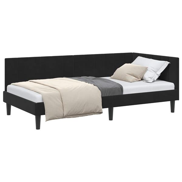 Grote foto vidaxl hoekbedframe met hoofdeinde zwart 100 cm x 200 cm fluweel antiek en kunst stoelen en banken