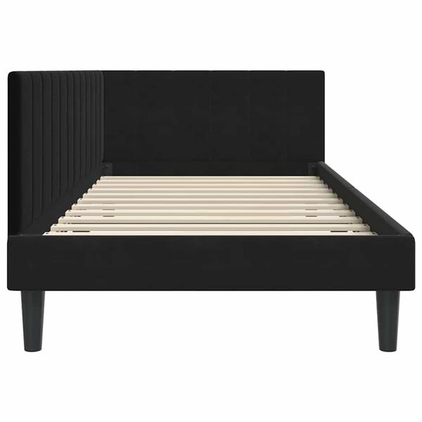 Grote foto vidaxl hoekbedframe met hoofdeinde zwart 100 cm x 200 cm fluweel antiek en kunst stoelen en banken