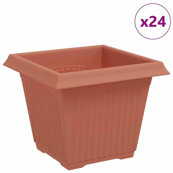 Grote foto vidaxl vierkante bloempot 24 pcs baksteenrood 20 x 20 x 16 cm tuin en terras overige tuin en terras