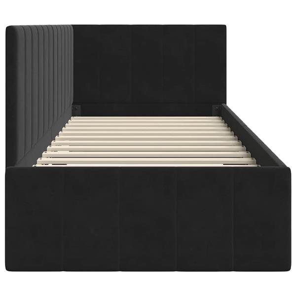 Grote foto vidaxl hoekbedframe met hoofdeinde zwart 80 cm x 200 cm fluweel antiek en kunst stoelen en banken