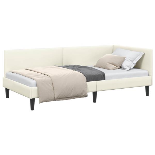 Grote foto vidaxl hoekbedframe met hoofdeinde cr me 100 cm x 200 cm fluweel antiek en kunst stoelen en banken