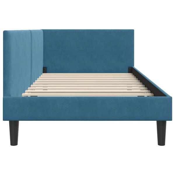 Grote foto vidaxl hoekbedframe met hoofdeinde blauw 100 cm x 200 cm fluweel antiek en kunst stoelen en banken
