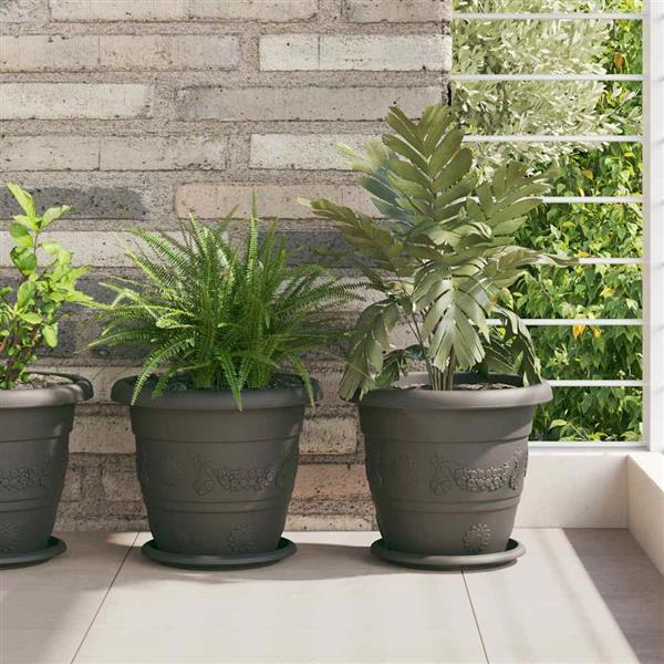 Grote foto vidaxl ronde bloempot 6 pcs zwart 26 x 21.5 cm kunststof tuin en terras overige tuin en terras