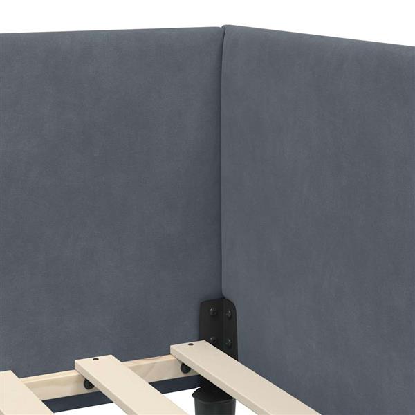 Grote foto vidaxl hoekbedframe met hoofdeinde donkergrijs 90 cm x 200 cm fluweel antiek en kunst stoelen en banken