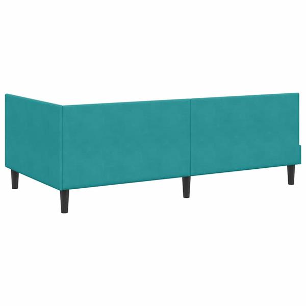 Grote foto vidaxl hoekbedframe met hoofdeinde turquoise 90 cm x 190 cm fluweel antiek en kunst stoelen en banken