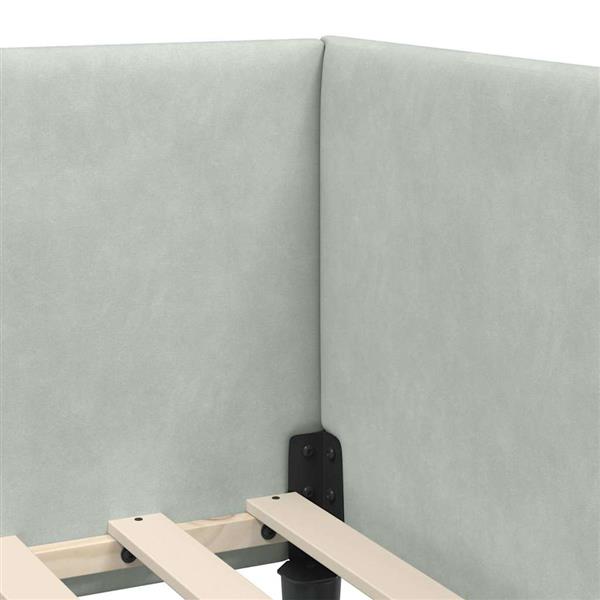 Grote foto vidaxl hoekbedframe met hoofdeinde lichtgrijs 80 cm x 200 cm fluweel antiek en kunst stoelen en banken