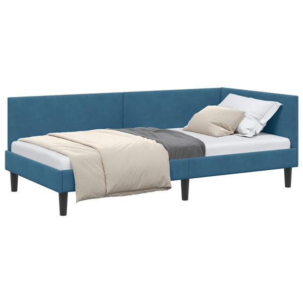 Grote foto vidaxl hoekbedframe met hoofdeinde blauw 80 cm x 200 cm fluweel antiek en kunst stoelen en banken