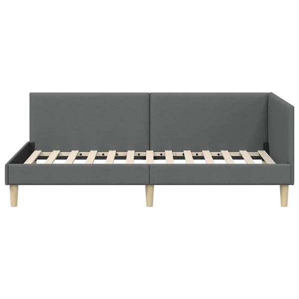 Grote foto vidaxl hoekbedframe donkergrijs 100 cm x 200 cm stof en multiplex antiek en kunst stoelen en banken