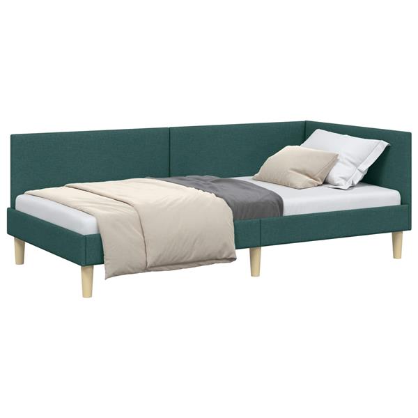 Grote foto vidaxl hoekbedframe donkergroen 90 cm x 200 cm stof en multiplex antiek en kunst stoelen en banken
