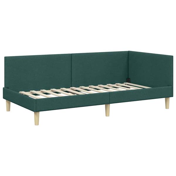 Grote foto vidaxl hoekbedframe donkergroen 90 cm x 200 cm stof en multiplex antiek en kunst stoelen en banken