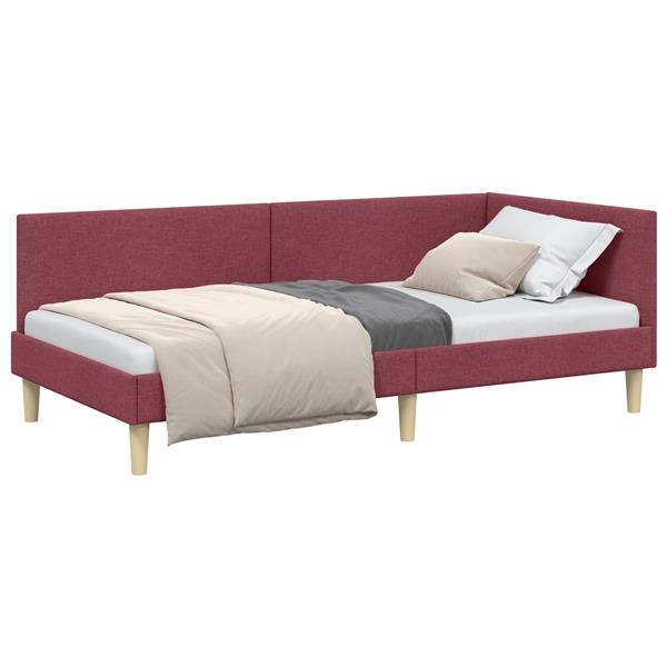 Grote foto vidaxl hoekbedframe wijnrood 90 cm x 200 cm stof en multiplex antiek en kunst stoelen en banken
