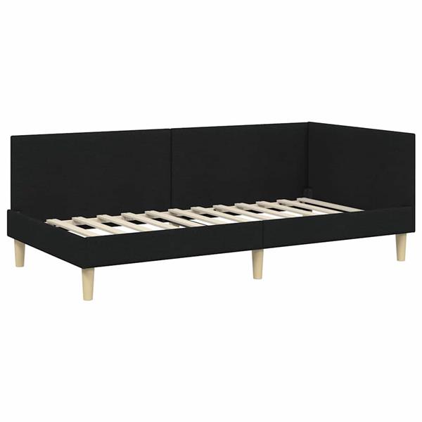 Grote foto vidaxl hoekbedframe zwart 90 cm x 200 cm stof en multiplex antiek en kunst stoelen en banken