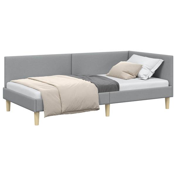 Grote foto vidaxl hoekbedframe lichtgrijs 90 cm x 190 cm stof en multiplex antiek en kunst stoelen en banken