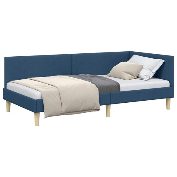 Grote foto vidaxl hoekbedframe blauw 80 cm x 200 cm stof en multiplex antiek en kunst stoelen en banken