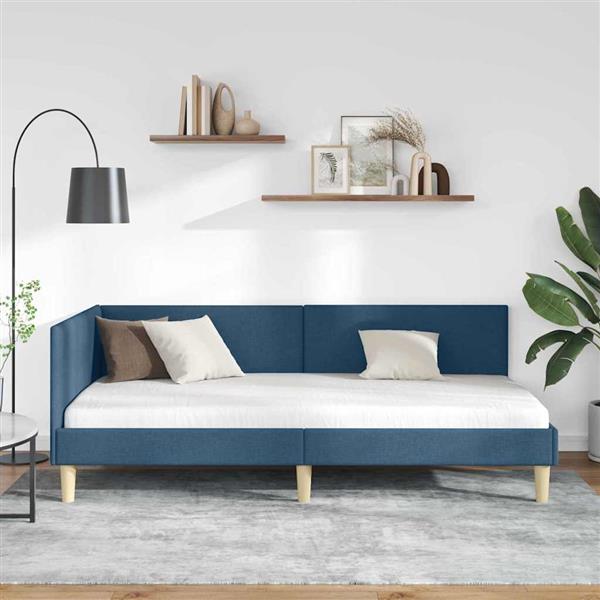 Grote foto vidaxl hoekbedframe blauw 80 cm x 200 cm stof en multiplex antiek en kunst stoelen en banken