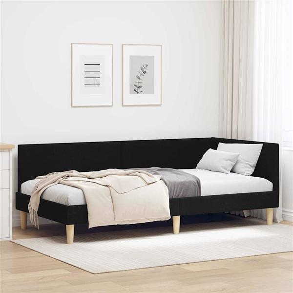 Grote foto vidaxl hoekbedframe zwart 80 cm x 200 cm stof en multiplex antiek en kunst stoelen en banken