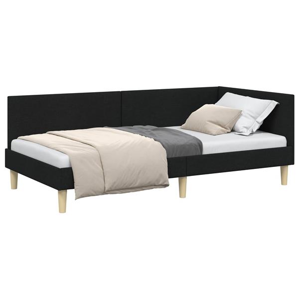 Grote foto vidaxl hoekbedframe zwart 80 cm x 200 cm stof en multiplex antiek en kunst stoelen en banken