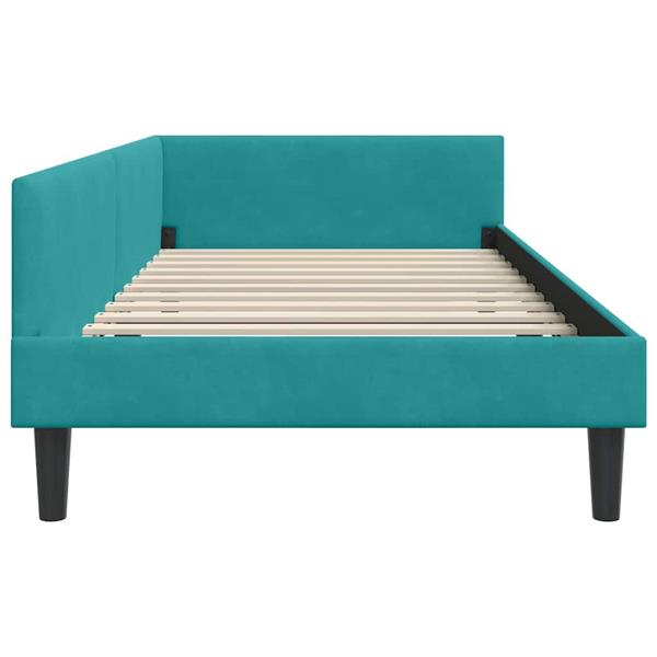 Grote foto vidaxl hoekbedframe met hoofdeinde turquoise 100 cm x 200 cm fluweel antiek en kunst stoelen en banken