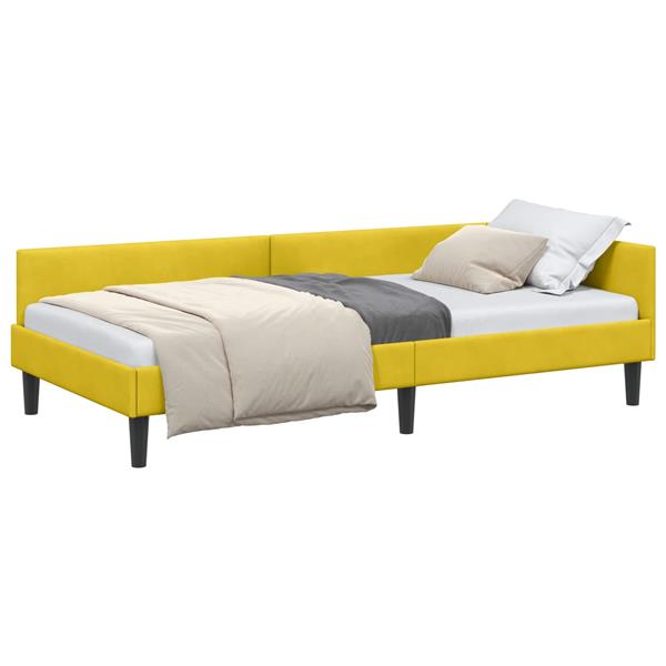 Grote foto vidaxl hoekbedframe met hoofdeinde geel 100 cm x 200 cm fluweel antiek en kunst stoelen en banken