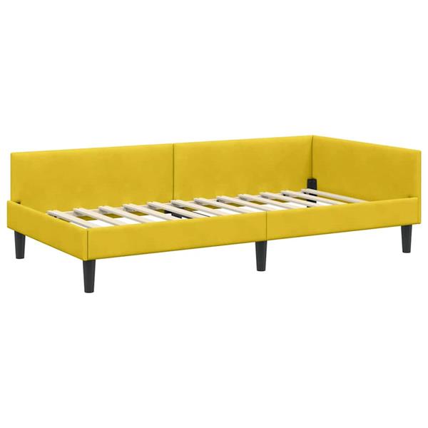 Grote foto vidaxl hoekbedframe met hoofdeinde geel 100 cm x 200 cm fluweel antiek en kunst stoelen en banken