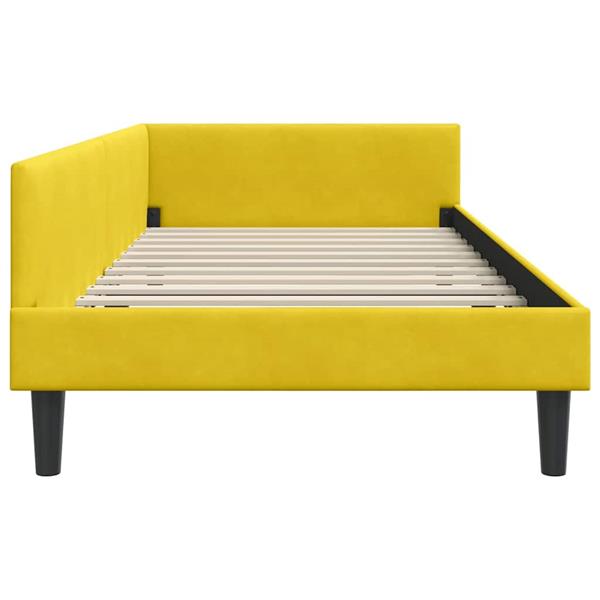 Grote foto vidaxl hoekbedframe met hoofdeinde geel 100 cm x 200 cm fluweel antiek en kunst stoelen en banken