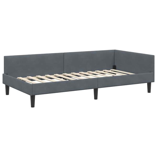 Grote foto vidaxl hoekbedframe met hoofdeinde donkergrijs 100 cm x 200 cm fluweel antiek en kunst stoelen en banken