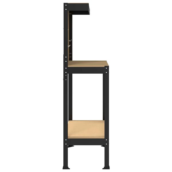 Grote foto vidaxl werkbank zwart 81 x 41 x 145 cm bewerkt hout en metaal doe het zelf en verbouw werkbanken