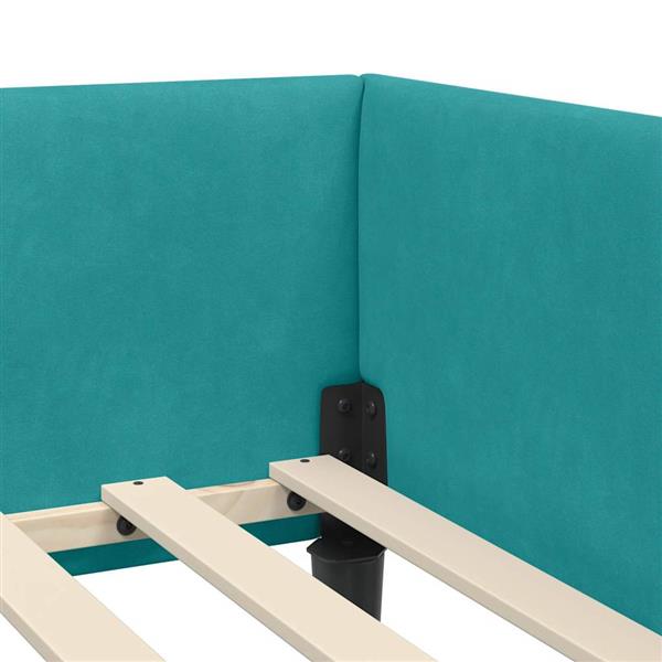 Grote foto vidaxl hoekbedframe met hoofdeinde turquoise 90 cm x 190 cm fluweel antiek en kunst stoelen en banken