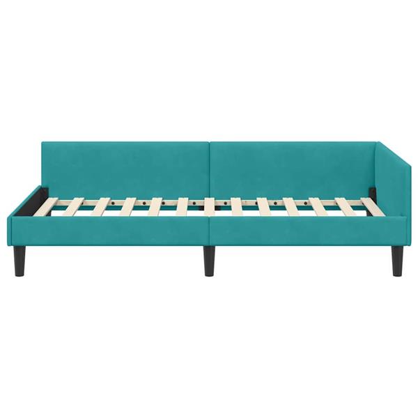 Grote foto vidaxl hoekbedframe met hoofdeinde turquoise 80 cm x 200 cm fluweel antiek en kunst stoelen en banken