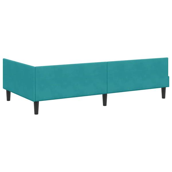 Grote foto vidaxl hoekbedframe met hoofdeinde turquoise 80 cm x 200 cm fluweel antiek en kunst stoelen en banken