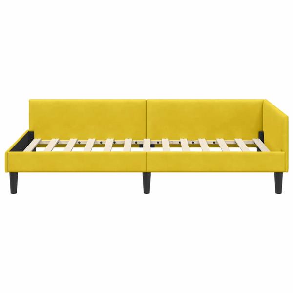 Grote foto vidaxl hoekbedframe met hoofdeinde geel 80 cm x 200 cm fluweel antiek en kunst stoelen en banken