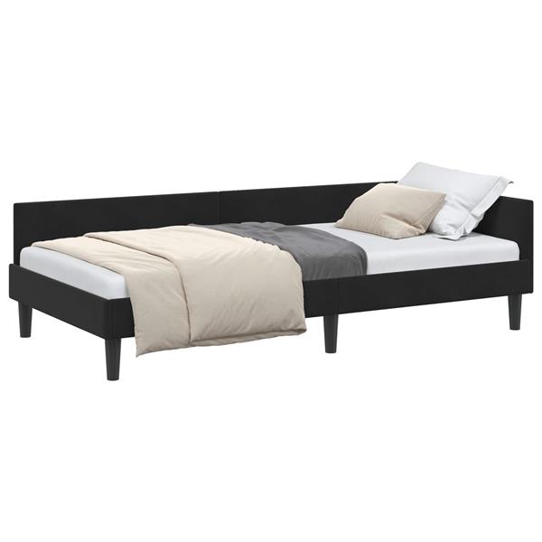 Grote foto vidaxl hoekbedframe met hoofdeinde zwart 80 cm x 200 cm fluweel antiek en kunst stoelen en banken