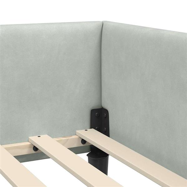 Grote foto vidaxl hoekbedframe met hoofdeinde lichtgrijs 80 cm x 200 cm fluweel antiek en kunst stoelen en banken