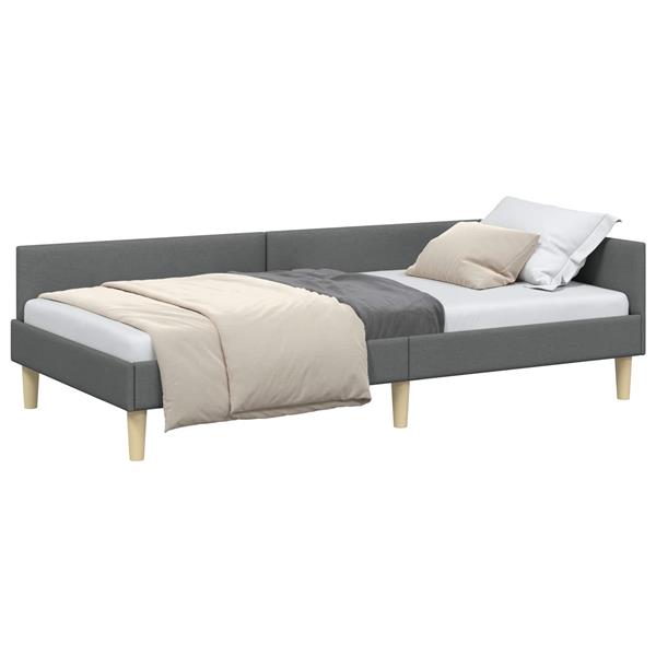 Grote foto vidaxl hoekbedframe donkergrijs 100 x 200 cm stof antiek en kunst stoelen en banken