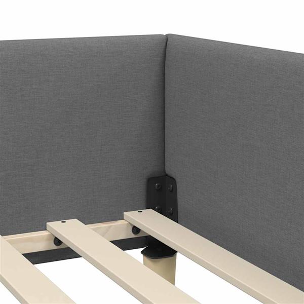 Grote foto vidaxl hoekbedframe donkergrijs 90 x 190 cm stof antiek en kunst stoelen en banken