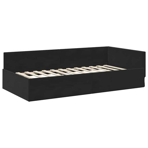 Grote foto vidaxl hoekbedframe met hoofdeinde zwart 90 cm x 200 cm fluweel antiek en kunst stoelen en banken